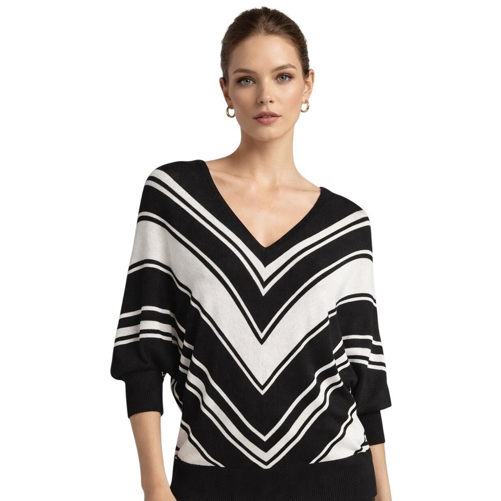 V Neck Women's Modern Classic Chic Sweater White House Black Market Size XS